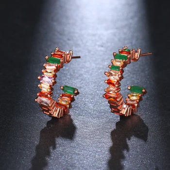 

Geometry Cubic Zircon Fashion Cute Design Three Color Choice Dazzling Earring For Women Wedding Party Jewelry