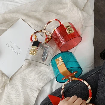 

Transparent PVC Mini Totes Bag For Women 2020 Acrylic Handbags New Summer Clear Bags for Ladies Scarves Design temperament
