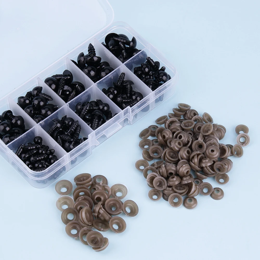 

Quaslover 142Pcs Black Plastic Safety Doll Eye DIY Toy Eyes for Teddy Bear Doll Animal Puppet Craft Toys Part Dolls Accessories