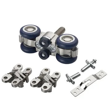 

Zinc Alloy Folding Sliding Door Roller 70KG Bedroom Meeting Room Wood Door Hanging Wheels Foldng Cross Hinge For Furnitur