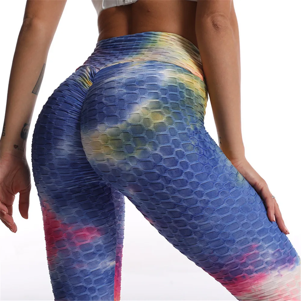 Lulu Women Yoga Tight Fit Leggings Quick Drying Tie Dye Sports High Waist  Nine Points Pants Running Fitness Elastic Sports Pants - AliExpress