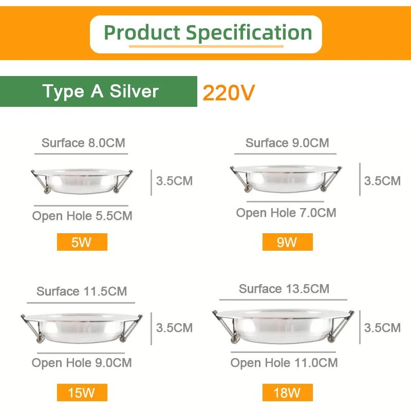 =(K)= LED Downlight 3W 5W 9W 12W 15W 18W 220V Downlight Gold Silver White Ultra Thin Aluminum Round Recessed LED Spot Lighting