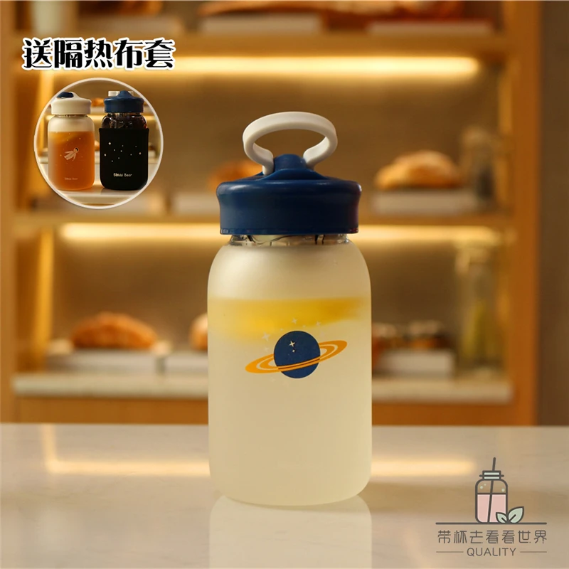 Простая стеклянная портативная Хрустальная модная бутылка для воды креативная бутылка для воды красочная милая мини-бутылка Корейская FF70P - Цвет: W