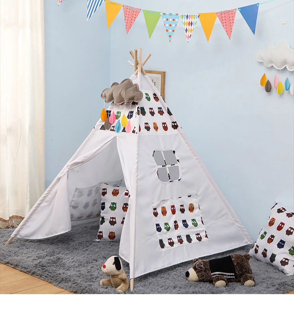 11 видов большой вигвама палатка хлопок холст вигвам детская палатка детский игровой домик для девочек игровой дом Индия треугольник палатка декор комнаты