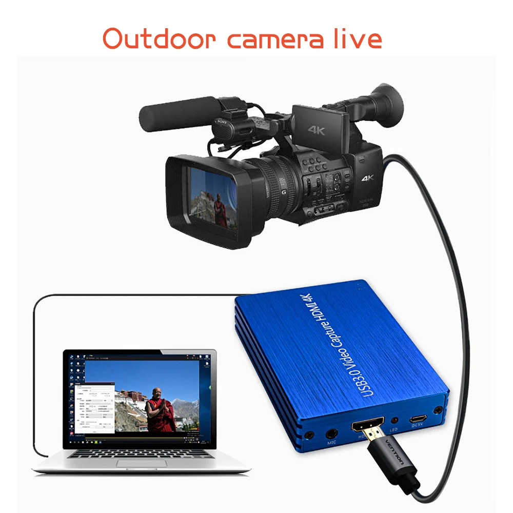 Hot 4K HDMI to USB 3.0 Video Capture Card Dongle 1080P 60fps HD Video Recorder Grabber for OBS Capturing Gaming Live Streaming