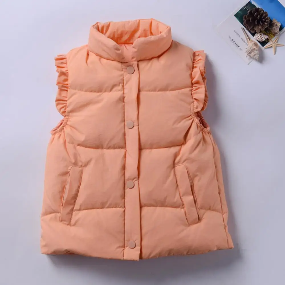 thick winter coat Thicken Warm Vest For Girls Ruffles Flower Hooded Waistcoats Down Jacket For 2-7 Years Kids Winter Clothes Cute Candy Color water proof coat Outerwear & Coats