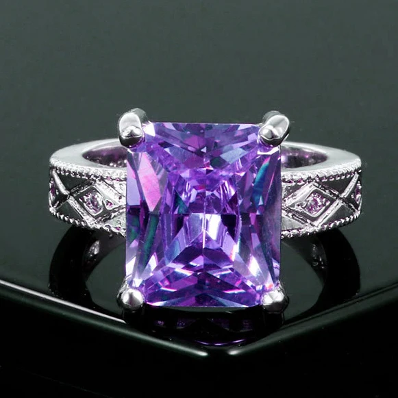 Legenstar фиолетовые/розовые кольца с большими кристаллами для женское серебряное кольцо Модный свадебный обручальный на палец кольцо ювелирные изделия