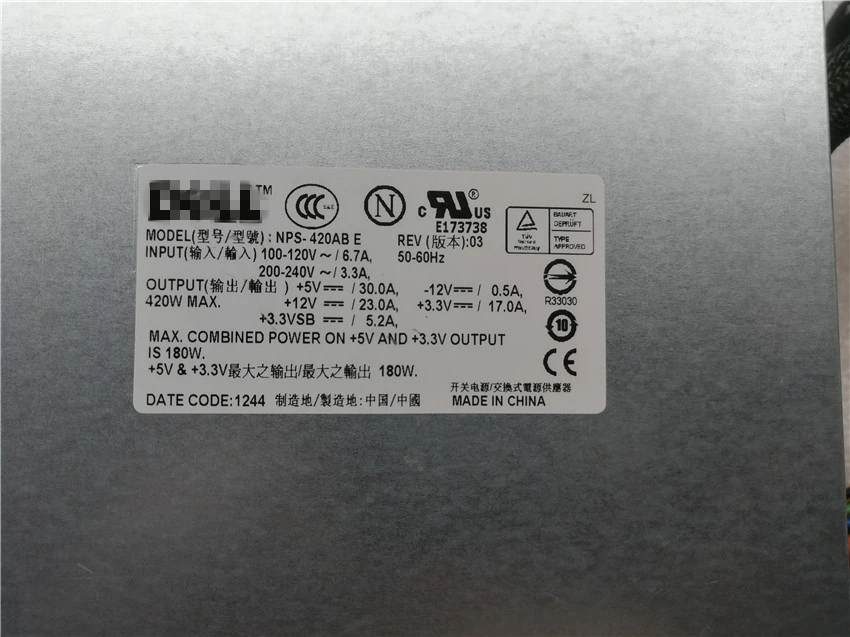 Блок питания для ноутбука Dell PE840 PE830 PE800 420W Питание NPS-420AB E NPS-420AB в TH344 GD278 WH113 T9449