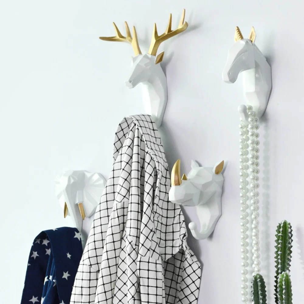 Good Buy Rack Decorative-Hook Hook-Keys Rhinoceros-Hanger Animal-Head Deer Elephant Unicorn Hat 1005001395078144
