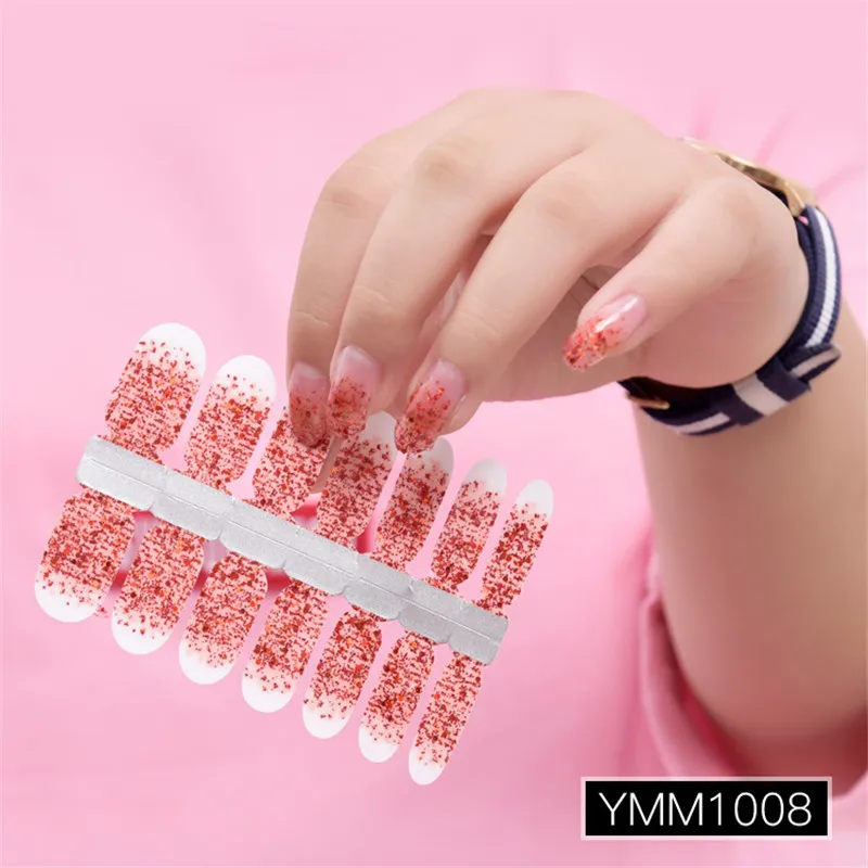 Lamemoria14tips/лист сплошной цвет сверкающие блестки смешанный дизайн DIY стикер переводные наклейки для ногтей с переводом воды s наклейки для ногтей - Цвет: YMM1008