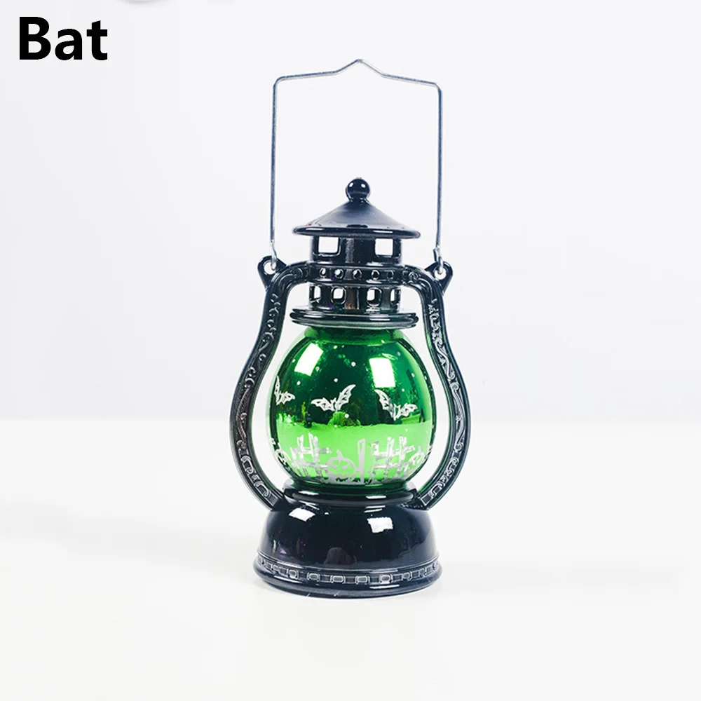Bat КРАСОЧНЫЙ ХЭЛЛОУИН светодиодный фонарь винтажный замок колдуньи светодиодный свет керосиновая форма лампа Портативные подвесные украшения для вечеринки - Цвет: Bat
