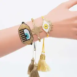 1 комплект, индивидуальный браслет evil eye, модные женские украшения для девочек, искусственный кристалл, DIY кисточка ручной работы, браслеты