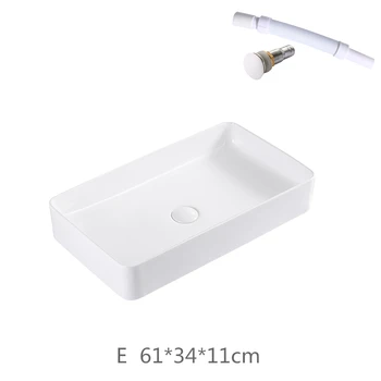

60x35 CM Basin Ceramic Bathroom Sink White Above Counter Basin with Drain Pipe Shampoo Sinks