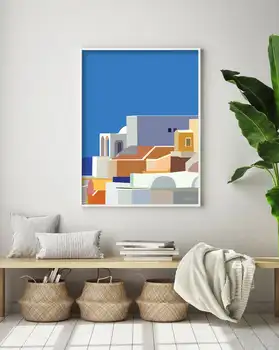 

Santorini Greece Art Art canvas Poster Home Decor 12x18 24x36inch