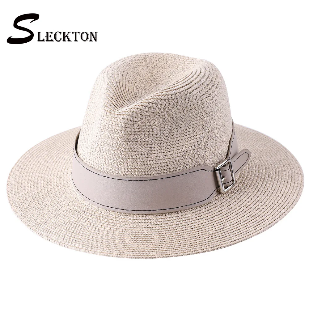 

SLCKETON Straw Hat for Women and Men Fashion Fedoras Hat Summer Beach Sun Hat Visors Caps Unisex Panama Jazz Cap Gorras S1269