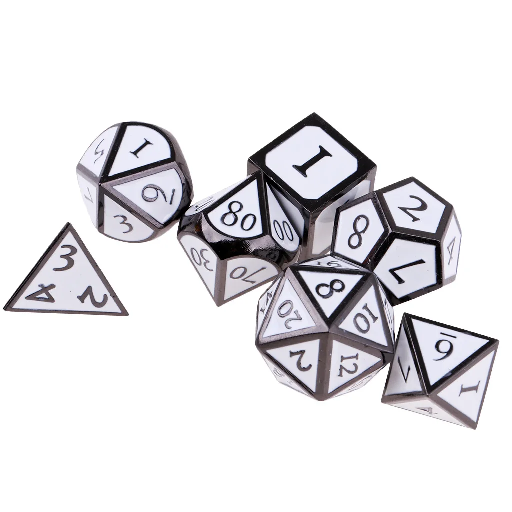 New 7-sided D \u0026 D Dice D4 D6 D8 D10 D12 D20 Board Game White