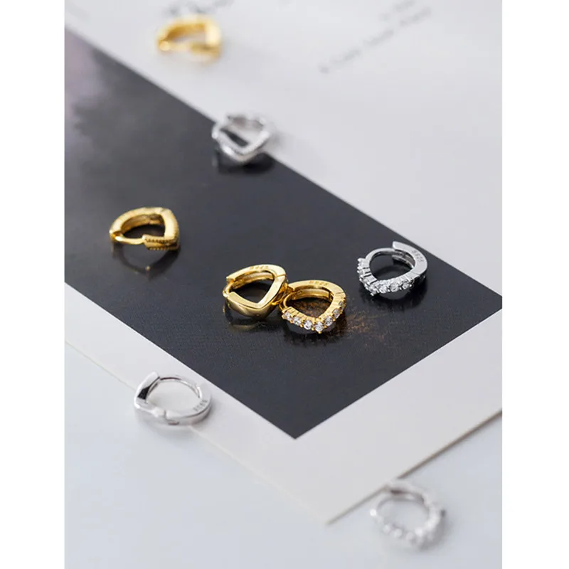 925 стерлингового серебра V образный маленькие серьги-кольца для женщин пирсинг круглые серьги-клипсы сережки круг цвет золотой серьги