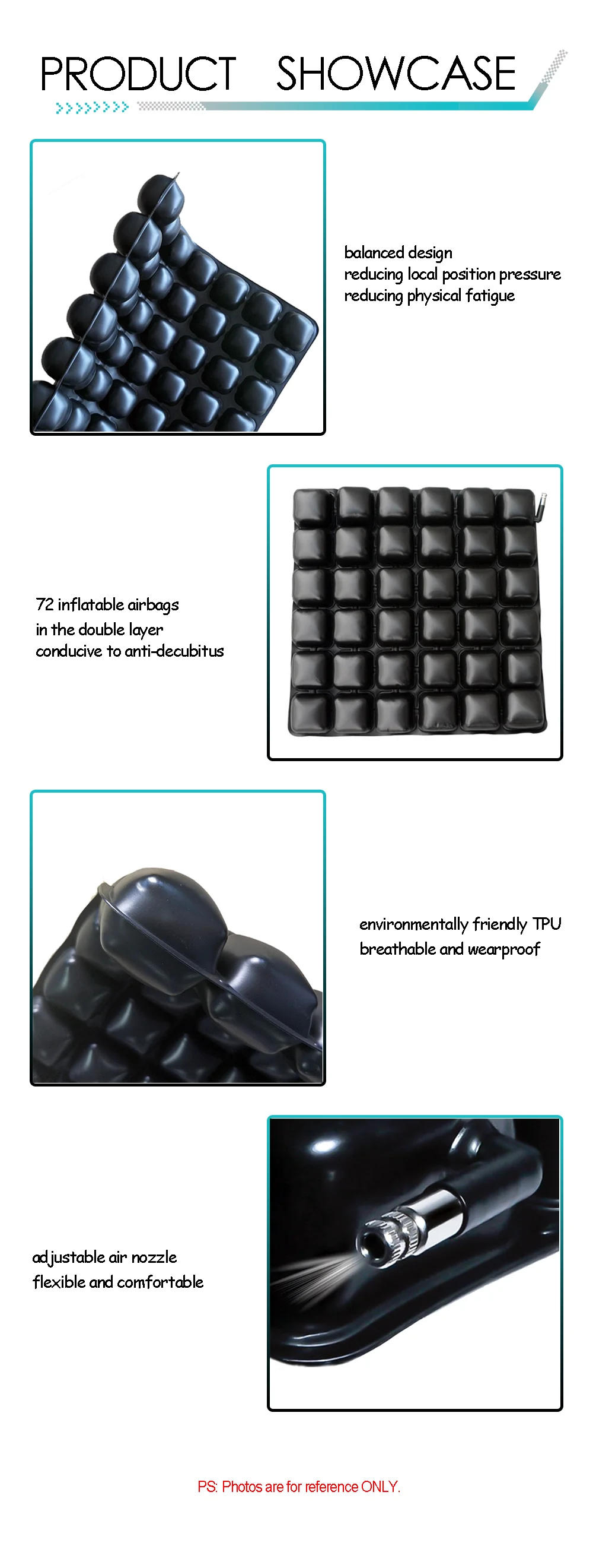 Air Cell Acupressure Mat Body Massage Mat Inflatable Wheelchair Seat Back Cushions Fitness Yoga Mat Anti-decubitus Pain Relief