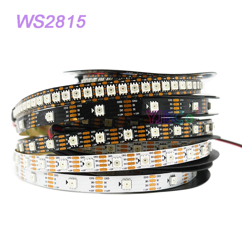 DC12V WS2815 pixel led strip lightAddressable Dual-signal Smart30/60/144 pixels/leds/m Black/White PCBIP30/IP65/IP67