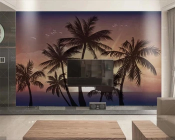 

beibehang Photo Wallpaper Modern Coconut tree sea seagull landscape Murals Living Room Bedroom Waterproof 3d wallpaper tapety