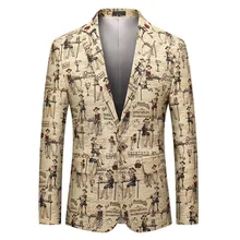 Пальто для свадьбы, приталенный мужской повседневный винтажный воротник, длинный рукав, цветочный принт, костюм, пальто, пиджак, Блейзер, masculino#95