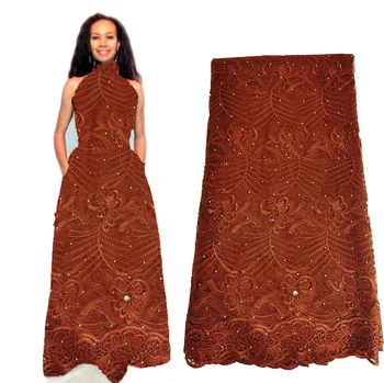 

Burnt Orange Asoebi African Lace Fabric Nigerian Lace Fabrics Wine African French Lace fabrics for Wedding Dress