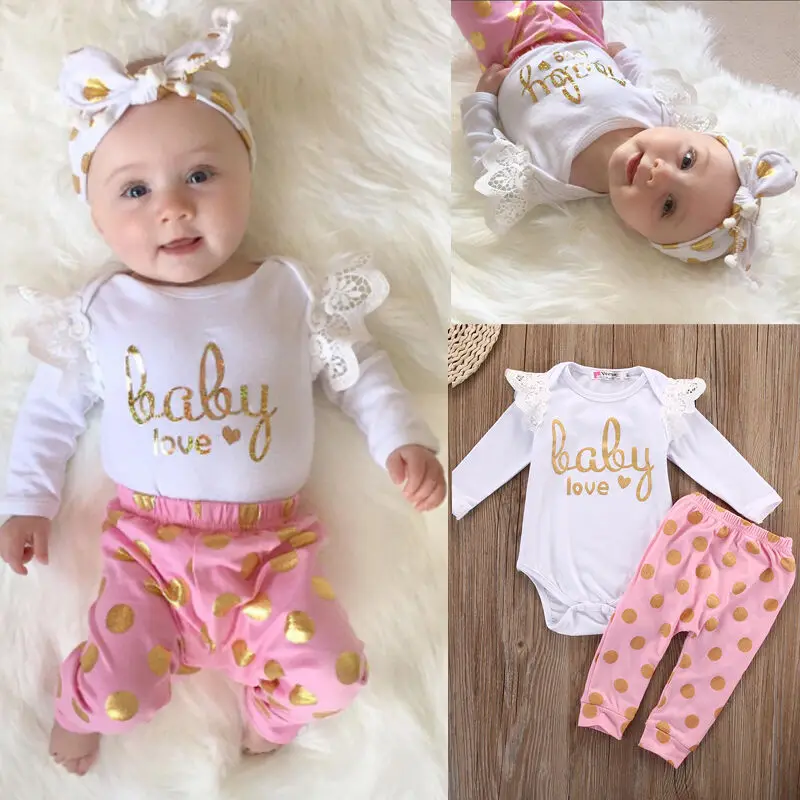 

0-19M Autumn Baby Girls 2pcs Set Long Sleeve Romper Playsuit +Leggings Clothes Outfits Sets Infant Newborn Toddler Kids Clothing