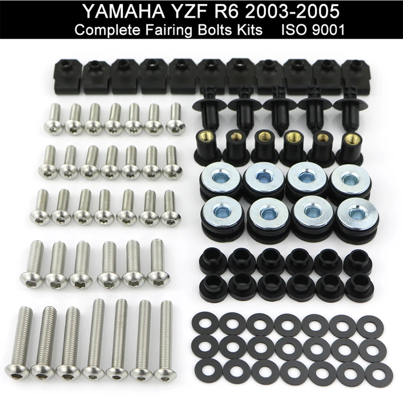 Подходит для Yamaha YZF R6 2003 2004 2005 R6S 2006 2007 2008 2009 Полный Комплект болтов обтекателя