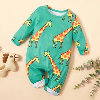 

PatPat 2020 New Spring and Summer Autumn Baby Giraffe Allover Jumpsuits for Baby Boy