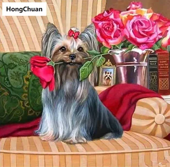 

New Year Cute Puppy 5D DIY Square/Round Diamond Painting Cross Stitch Home Decor Gift Mosaic Diamond Embroidery