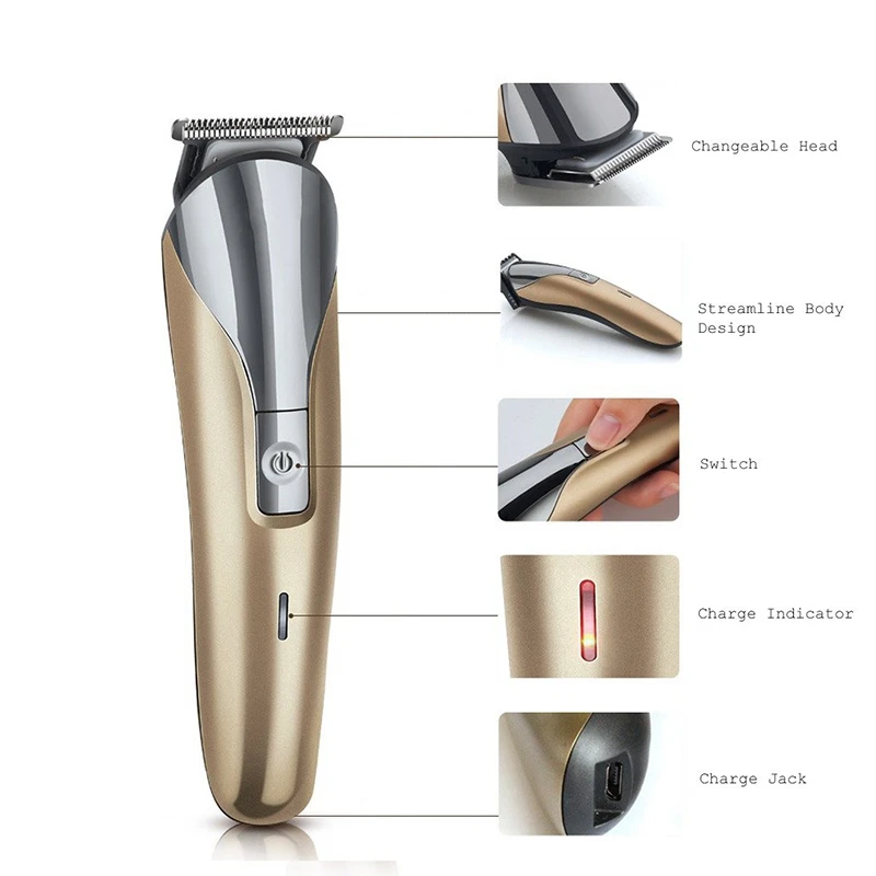 One Multifunctional Rechargeable Electric Hair Trimmer Grooming Kit Nose Ear Beard Clipper and Mustache Trimmers Shaver Suit Hai