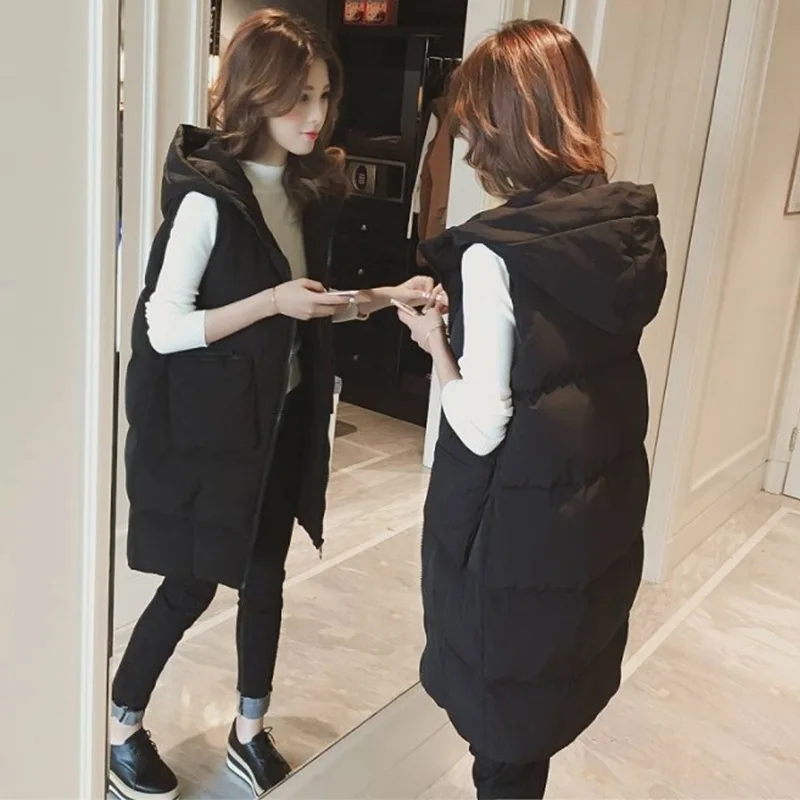 Осенне-зимний женский жилет длинный хлопковый пуховик свободный жакет большого