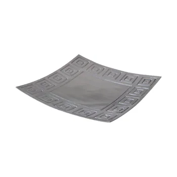 

Removable Metal Craft Retro Reusable Candle Holder Home Decor Easy Clean Desktop Rust Proof Fret Living Room Storage Tray Square