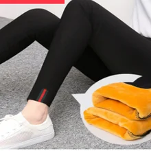 Толстые бархатные шерстяные Флисовые женские леггинсы, зимние обтягивающие штаны, черные теплые узкие брюки