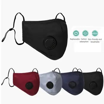 

PM2.5 Reusable Face Mask Anti Dust Face Mouth Respirator Black Breathable Anti Pollution Valve Filter Masks