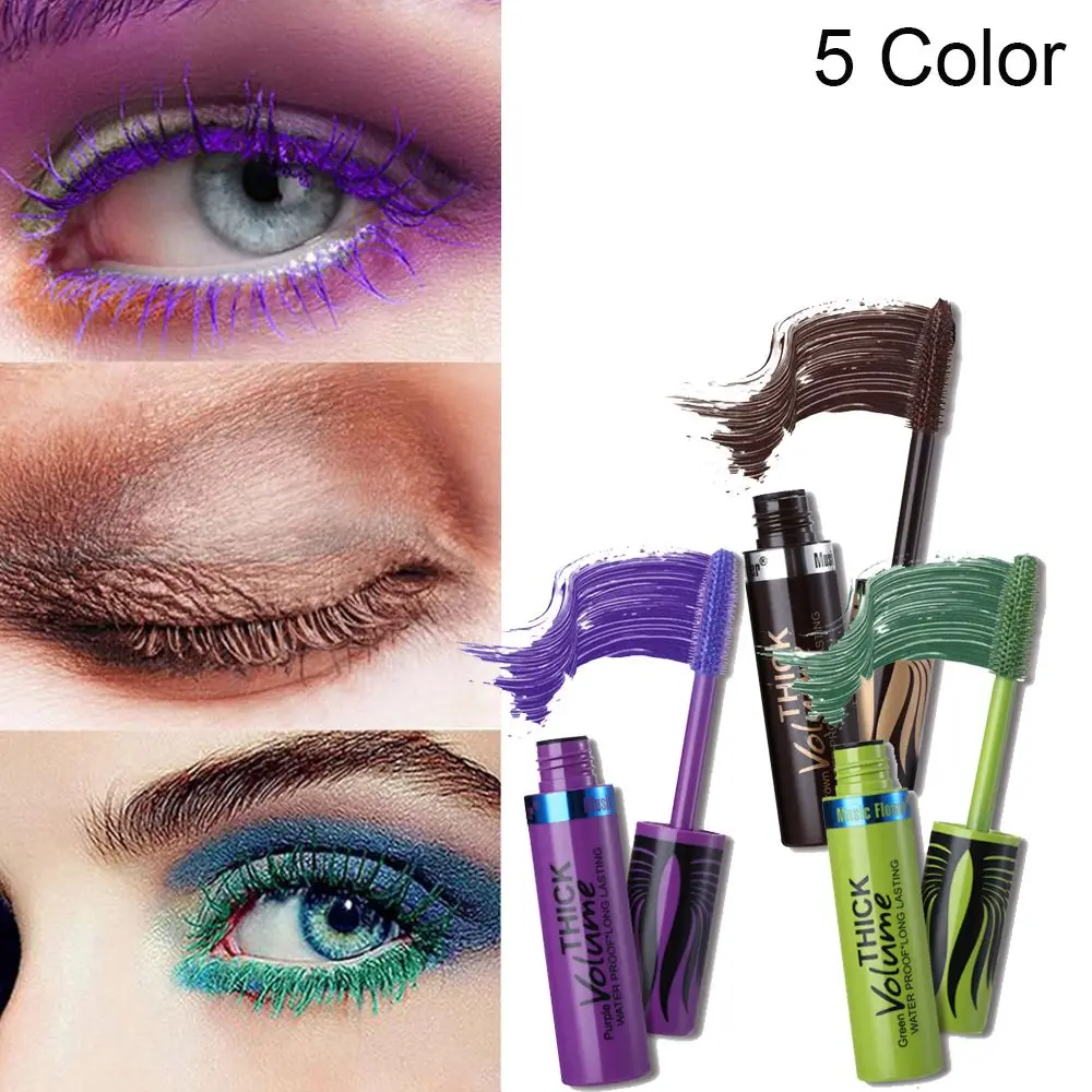 Тушь для ресниц 4D из шелкового волокна водостойкая синяя фиолетовая коричневая