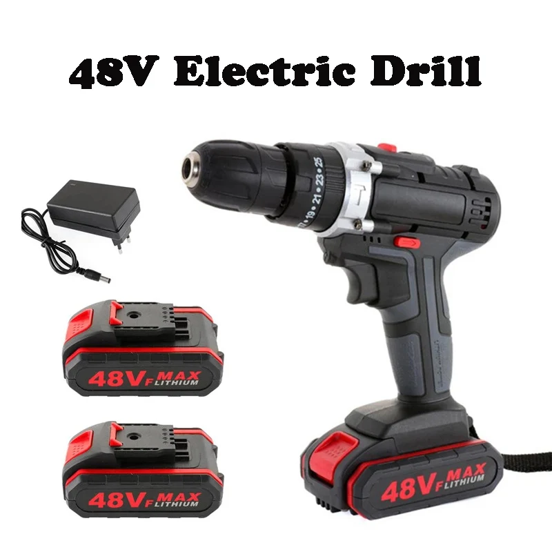 Electric Drill Impact Drill Cordless Screwdriver Wireless Drill Power Tools Hammer Drill Electric Drill Set with Lithium Battery