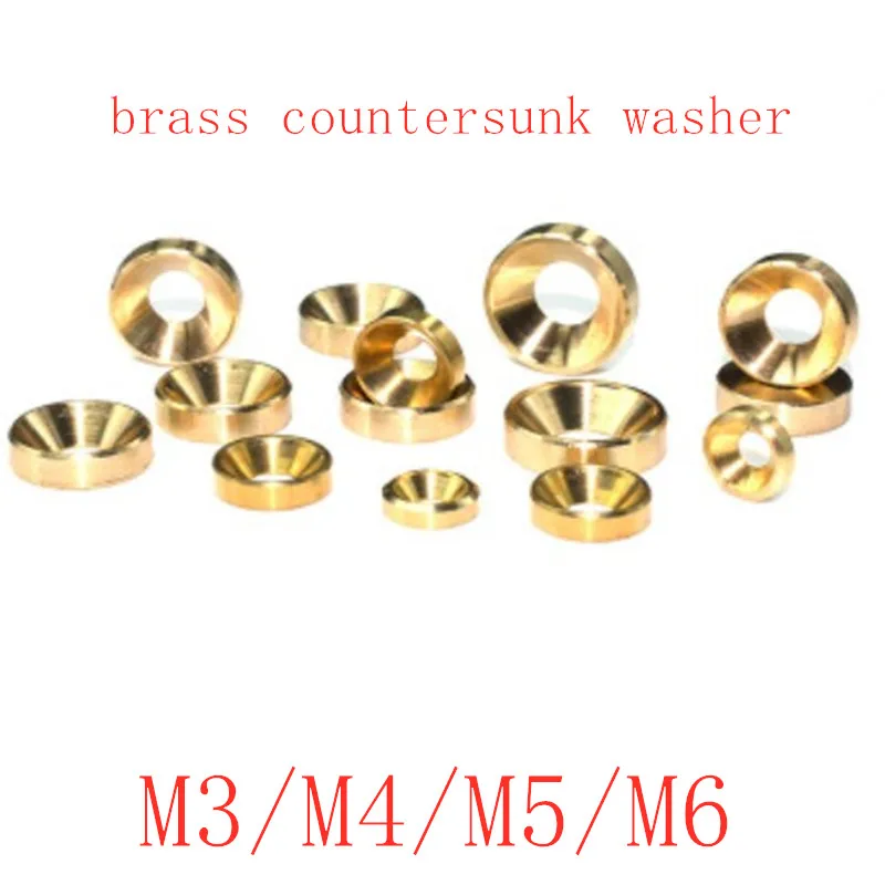 brass countersunk gasket conical washer M3 M4 M5 M6 solid spacer 2/2.5/3 thick 