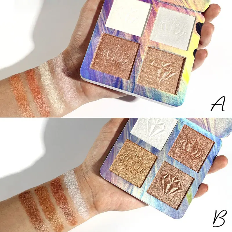 

4 Colors Highlighter Illuminator Makeup Glow Kit Bronzer High Gloss Face Brightener Contouring Liquid Highlighter Powder Palette