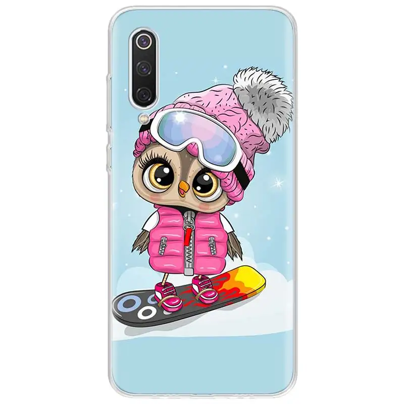Baby Cute Owl Lover Cartoon Candy Winter Phone Case For Xiaomi Redmi Note 10S 9S 8T 11 10 9 8 Pro 9T 9A 9C 8A 7A 7 6 5 S2 Clear