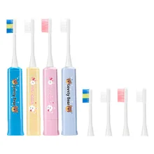 Детская электрическая зубная щетка, мягкие волосы, водонепроницаемая, Милая модель зубной щетки, 2 сменные насадки для щетки, автоматическая звуковая волновая зубная щетка
