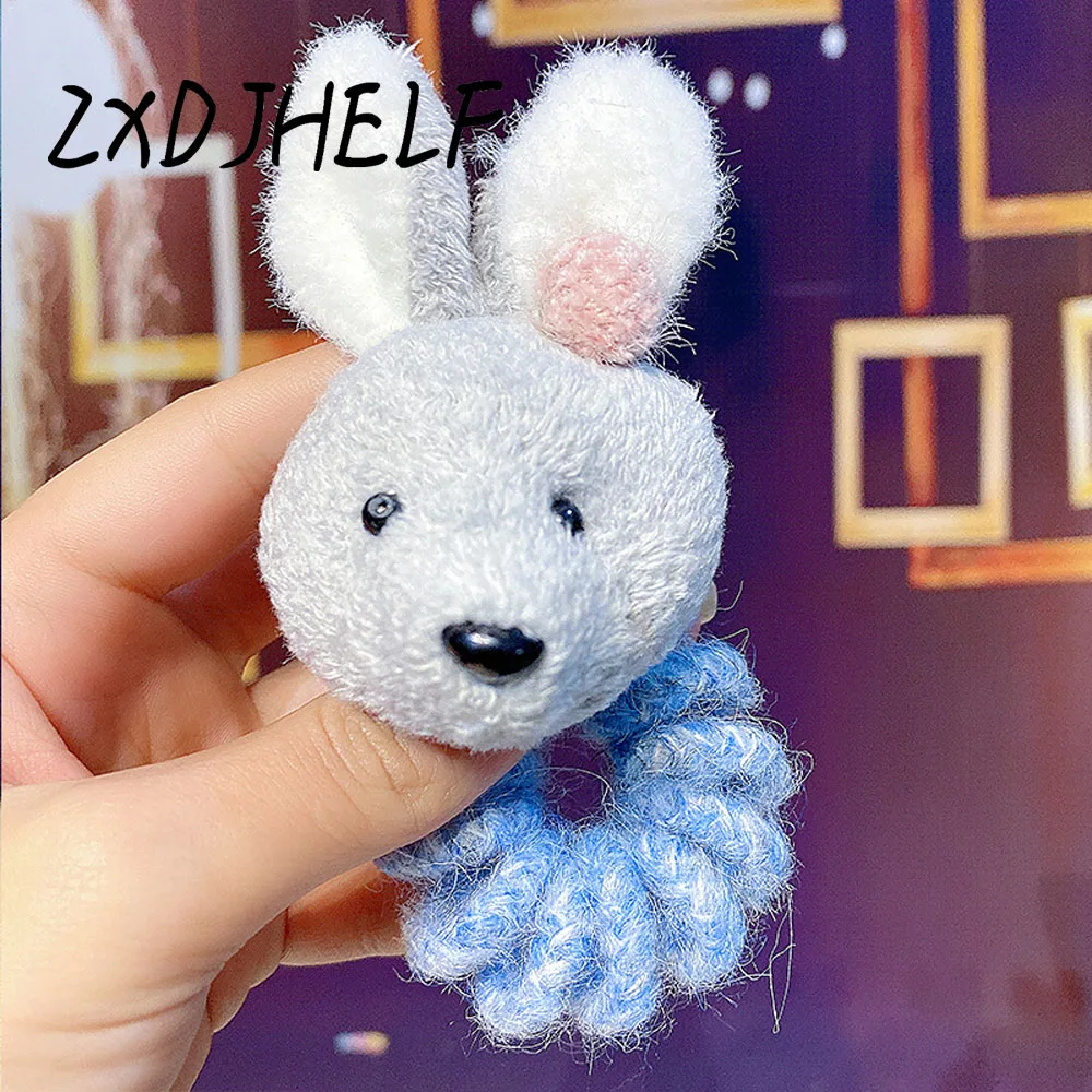 ZXDJHELF Мультяшные плюшевые эластичные повязки для волос для женщин аксессуары для волос девушки осень зима милое животное Резиновая лента резинка для волос F577 - Цвет: Серый