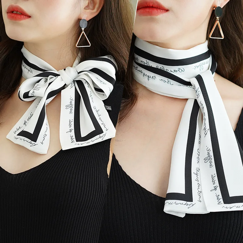 

New small silk scarf female Korean version of the spring and summer thin and narrow strip multi-function scarf fashion wild bag