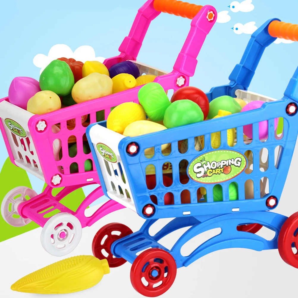 Мини пластиковые детские тележки для покупок игрушки фруктов и овощей