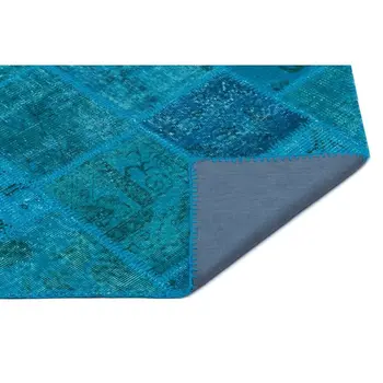 

Handmade Turquoise Vintage Overdyed Patchwork Area Rug 080x150 Cm-2'7''X4'11''