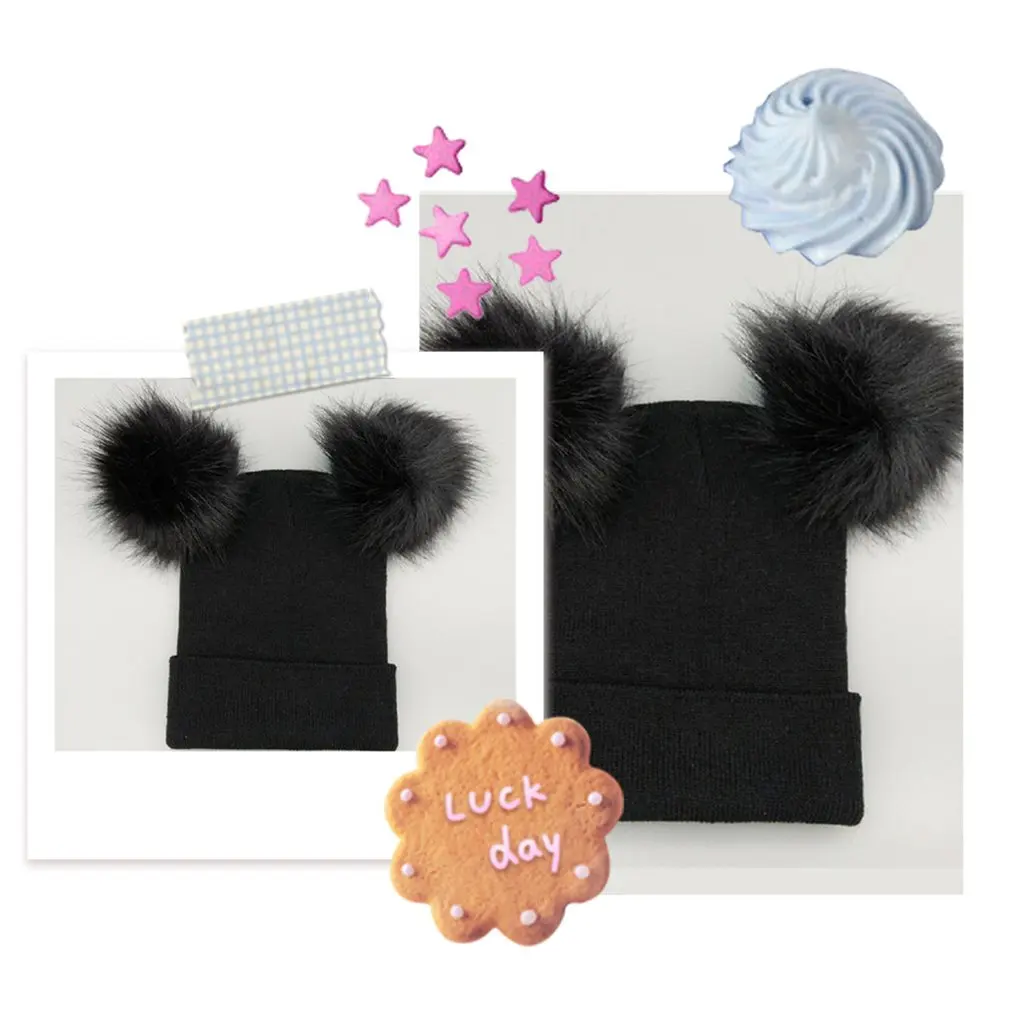 Зимняя модная простая теплая шапка, вязаная шапка с помпоном, одноцветная вязаная шапка, уличная теплая шапка, акриловая шапка
