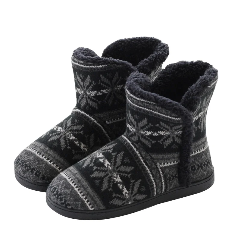 Suihyung-Botas cálidas de Invierno para mujer, botines tejidos de Jacquard de felpa suave para el hogar, talla grande, zapatos para suelo de interior