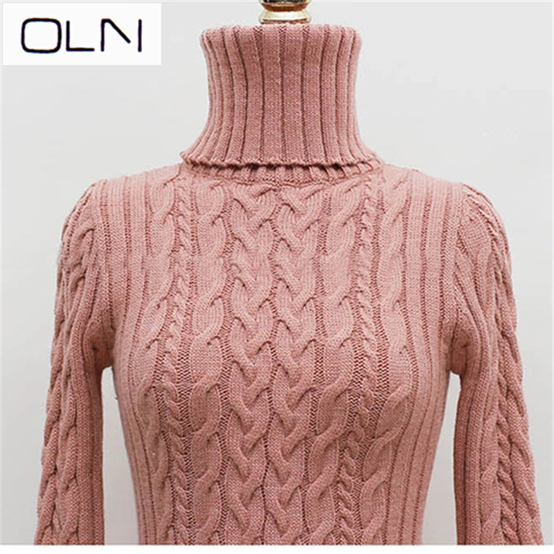 Платье oln в Корейском стиле; Новое поступление; сезон осень-весна; ; облегающая сумка; Высокий воротник; длинный женский свитер с длинными рукавами; твист платье