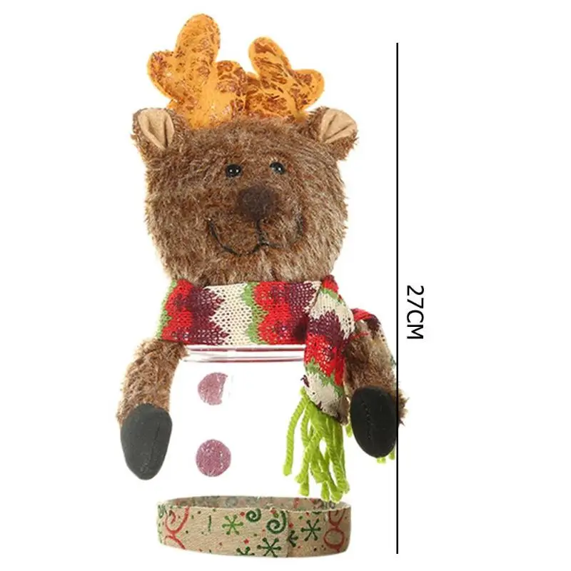 F Children Candy Gift Box Creative Santa Claus Snowman Elk Fleece Leather Cartoon Apple Box Christmas Decorative Ornament - Цвет: F