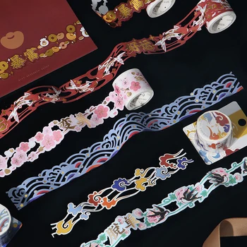 

Retro Washi Tape Mantian Scotch Masking Tape Peach Blossom Hollow Lace Retro Style Album Decoration Hand Book Paper Tape